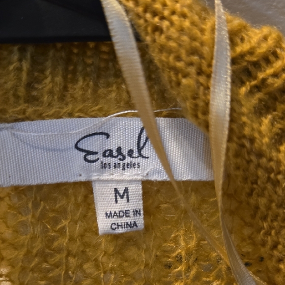 Easel Mustard V Neck Sweater.Extra Stretch - Picture 5 of 5